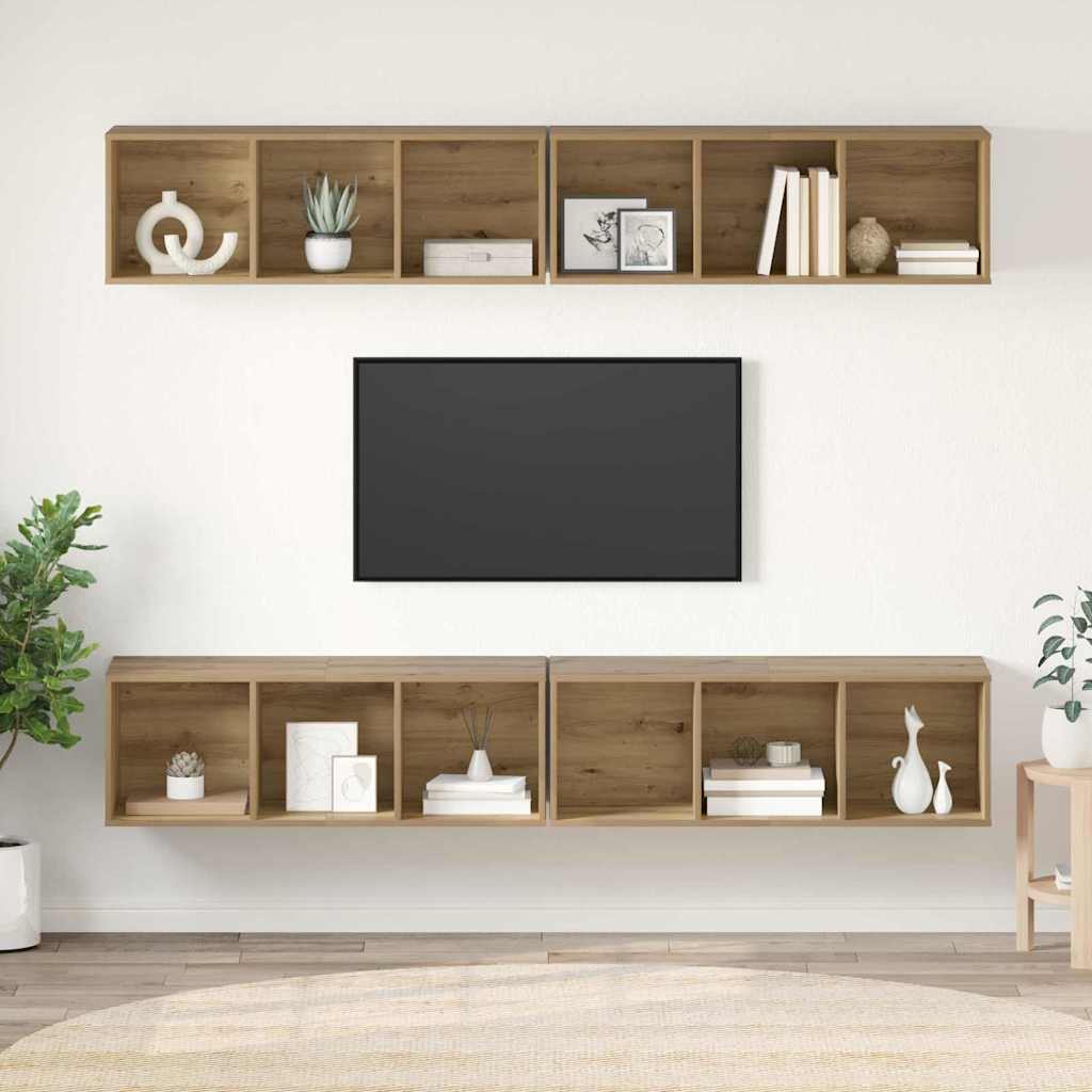 Meuble TV mural 4 pcs chêne artisanal 37 x 37 x 107,5 cm - XIOS