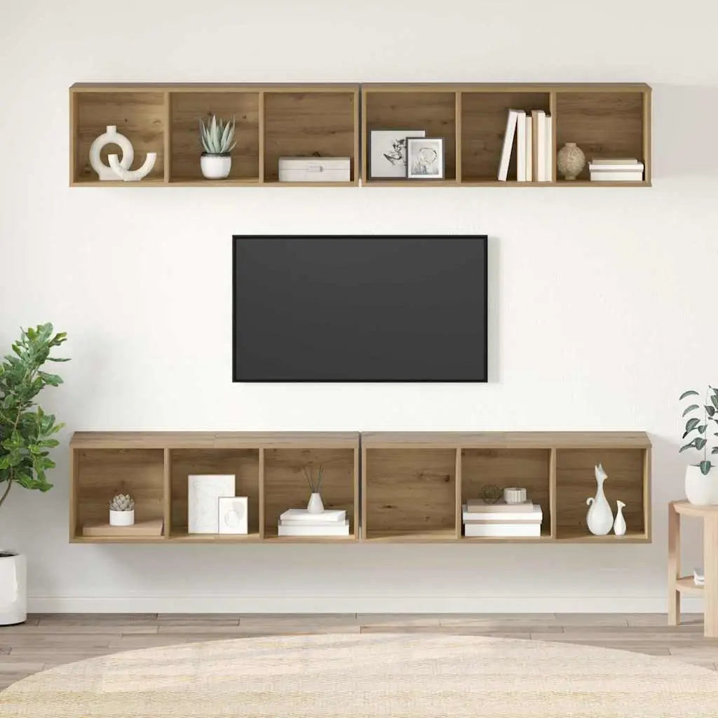Ensemble meuble TV 4 pc Chêne artisanal Bois d’ingénierie - XIOS