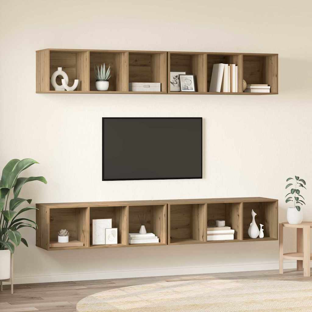 Meuble TV mural 4 pcs chêne artisanal 37 x 37 x 107,5 cm - XIOS