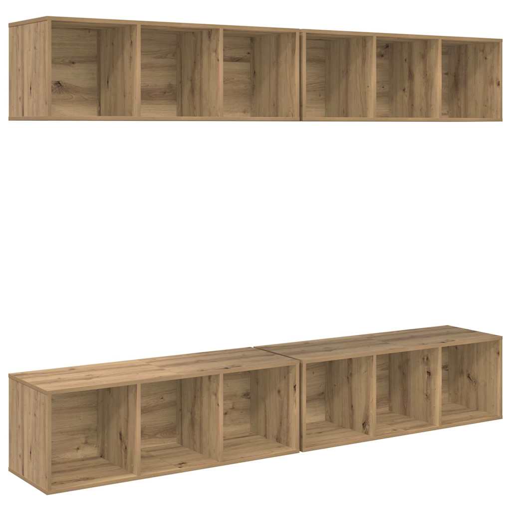 Ensemble meuble TV 4 pc Chêne artisanal Bois d'ingénierie