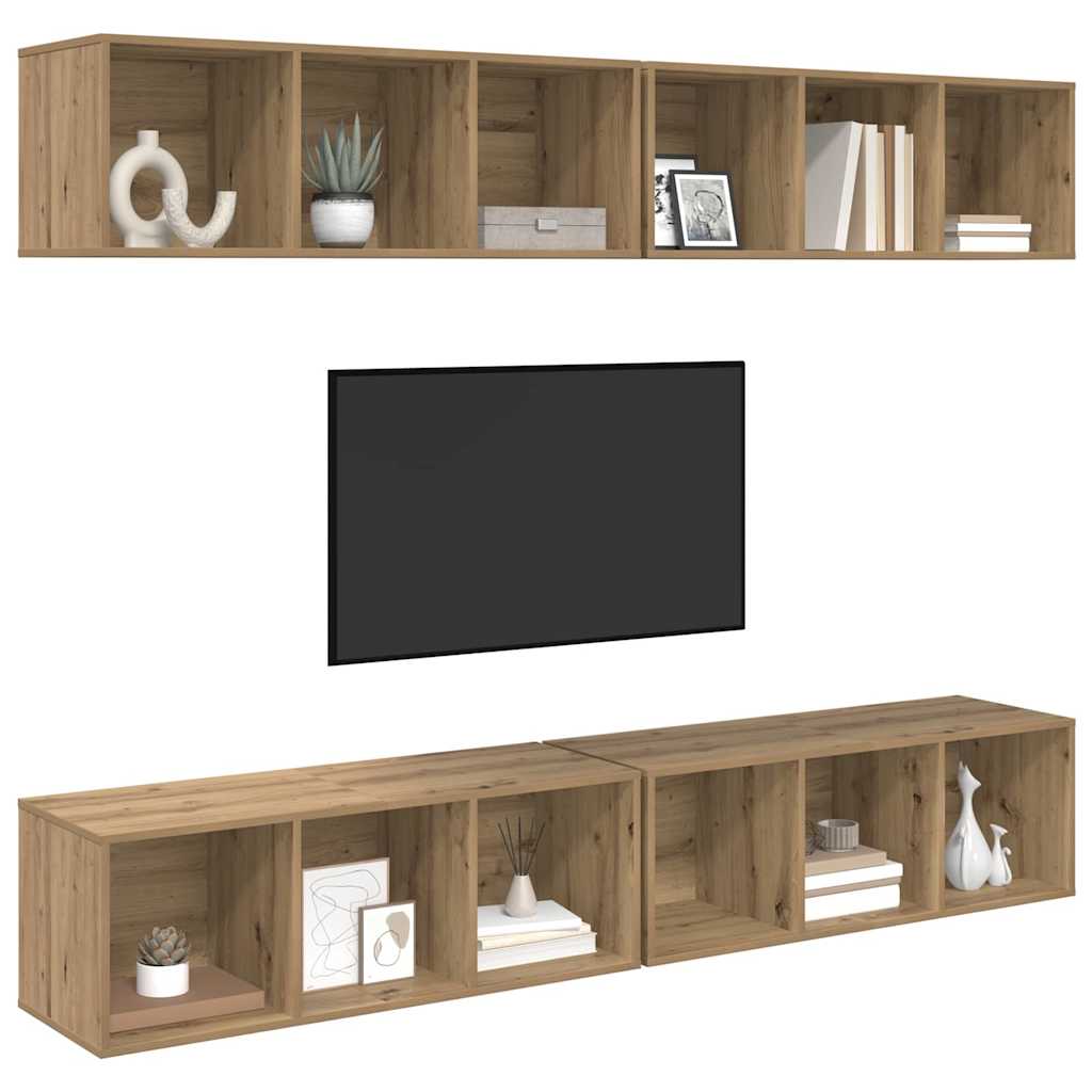 Ensemble meuble TV 4 pc Chêne artisanal Bois d'ingénierie