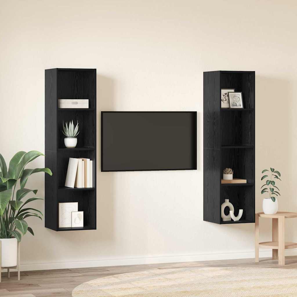 Meuble TV 2 pcs Noir 37 x 37 x 142.5 cm Bois d'ingénierie - XIOS