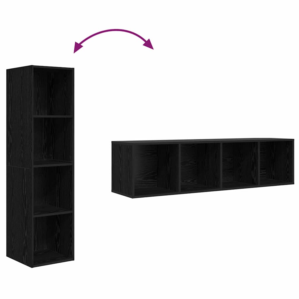 Meuble TV 2 pcs Noir 37 x 37 x 142.5 cm Bois d'ingénierie - XIOS