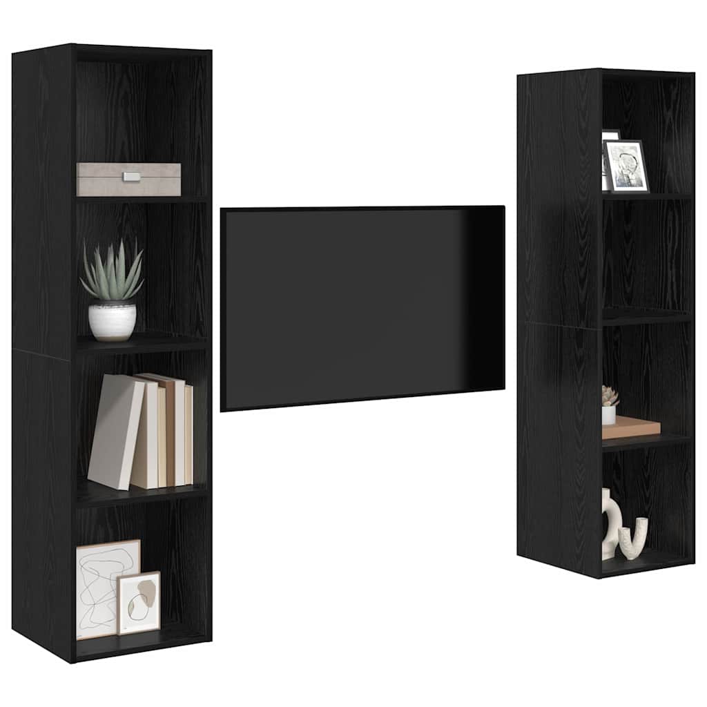 Meuble TV 2 pcs Noir 37 x 37 x 142.5 cm Bois d'ingénierie - XIOS