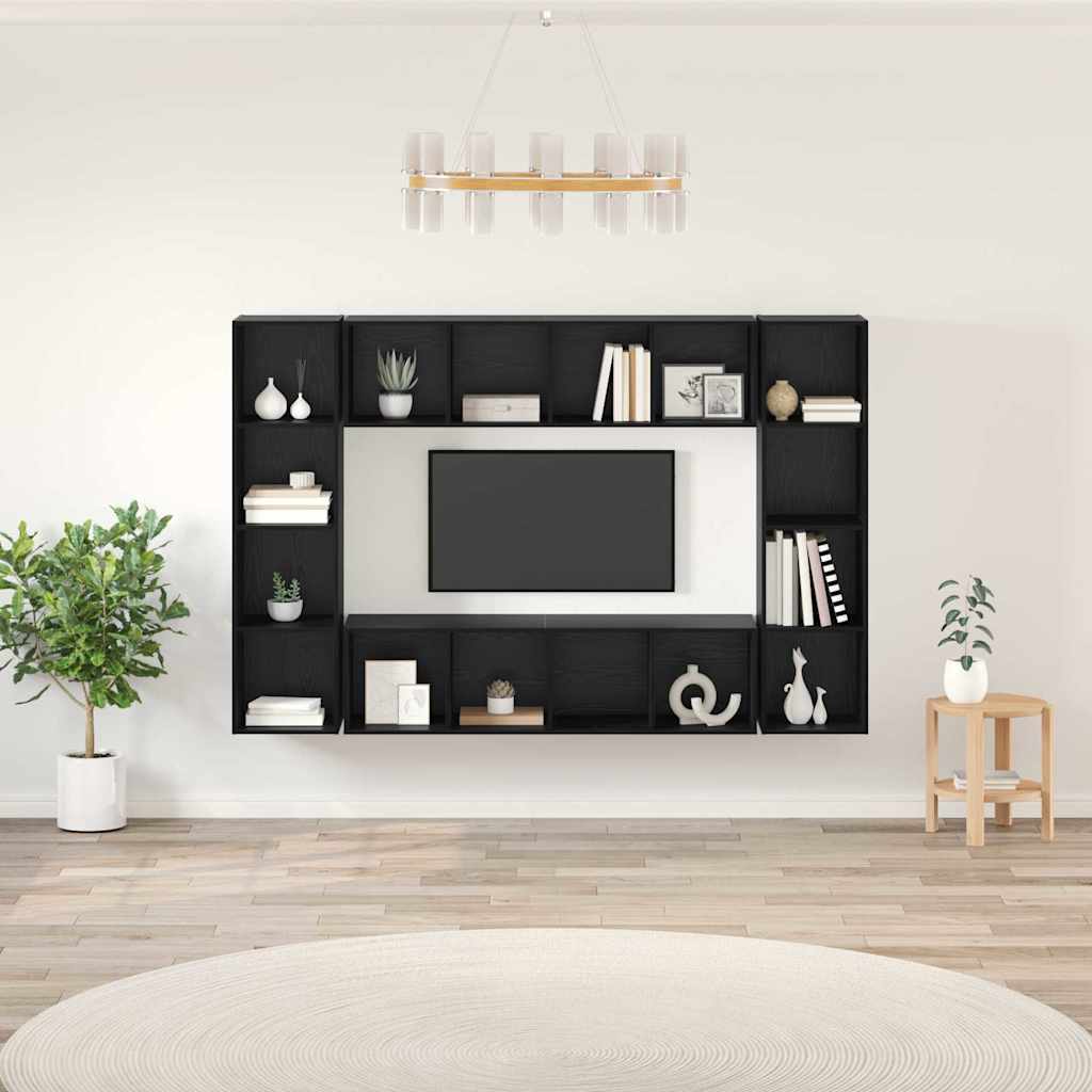 Ensemble meuble TV Montage mural 4 pcs Noir 37 x 37 x 142,5 cm - XIOS