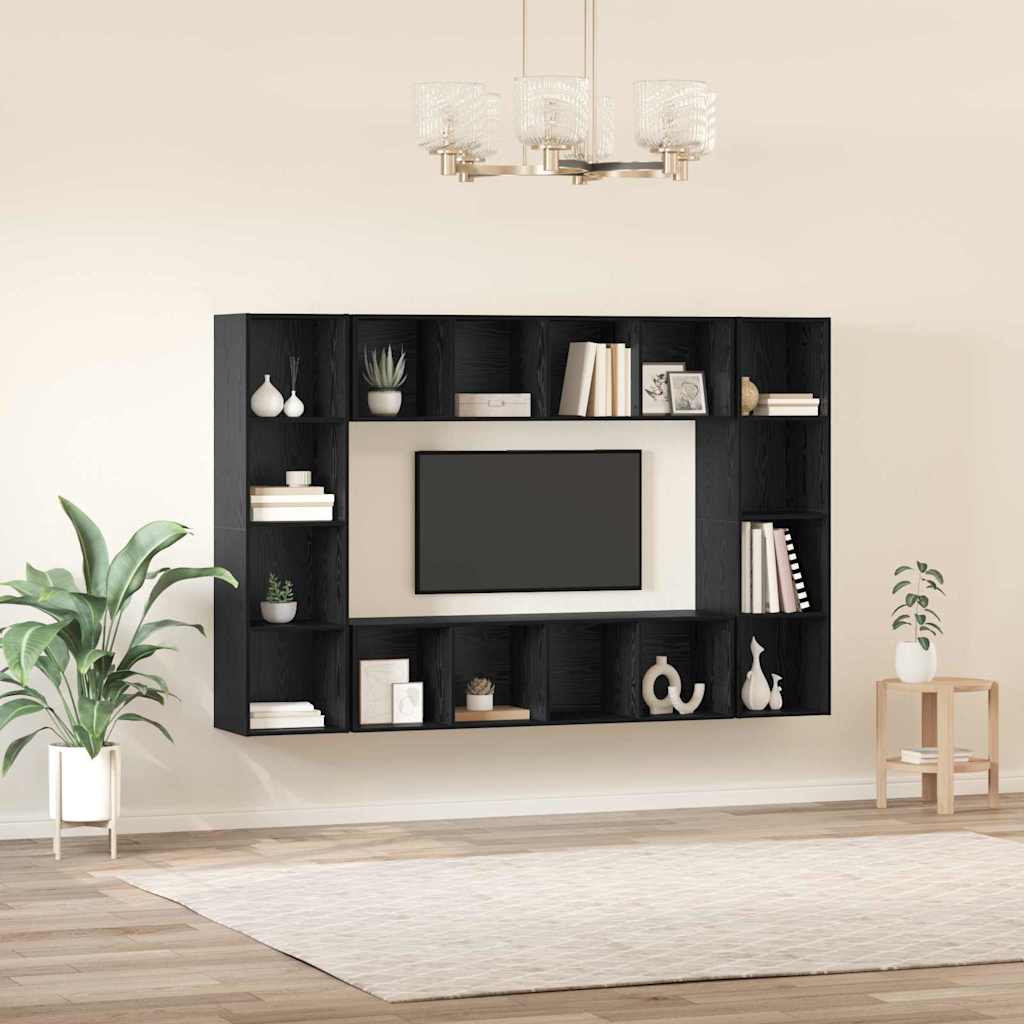 Ensemble meuble TV Montage mural 4 pcs Noir 37 x 37 x 142,5 cm - XIOS