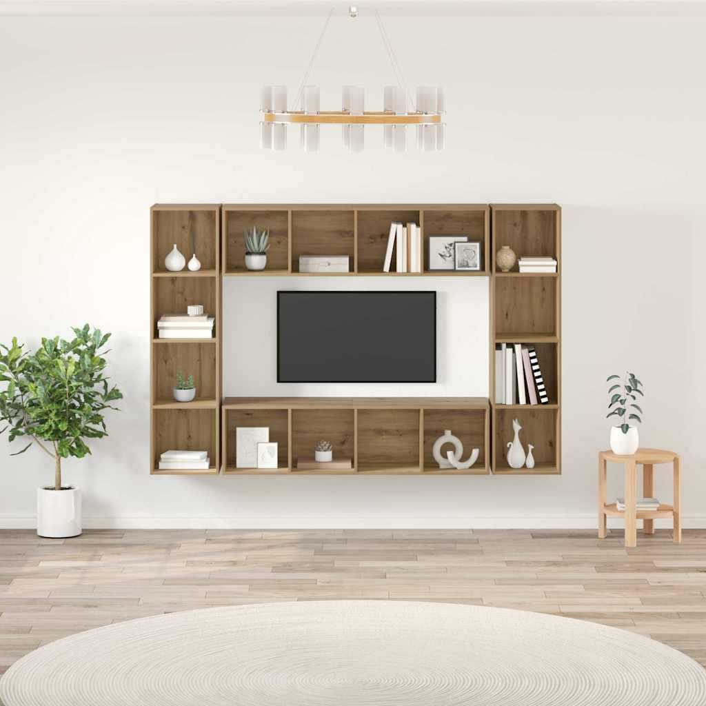 Ensemble meuble TV 4 pc Marron Bois d'ingénierie