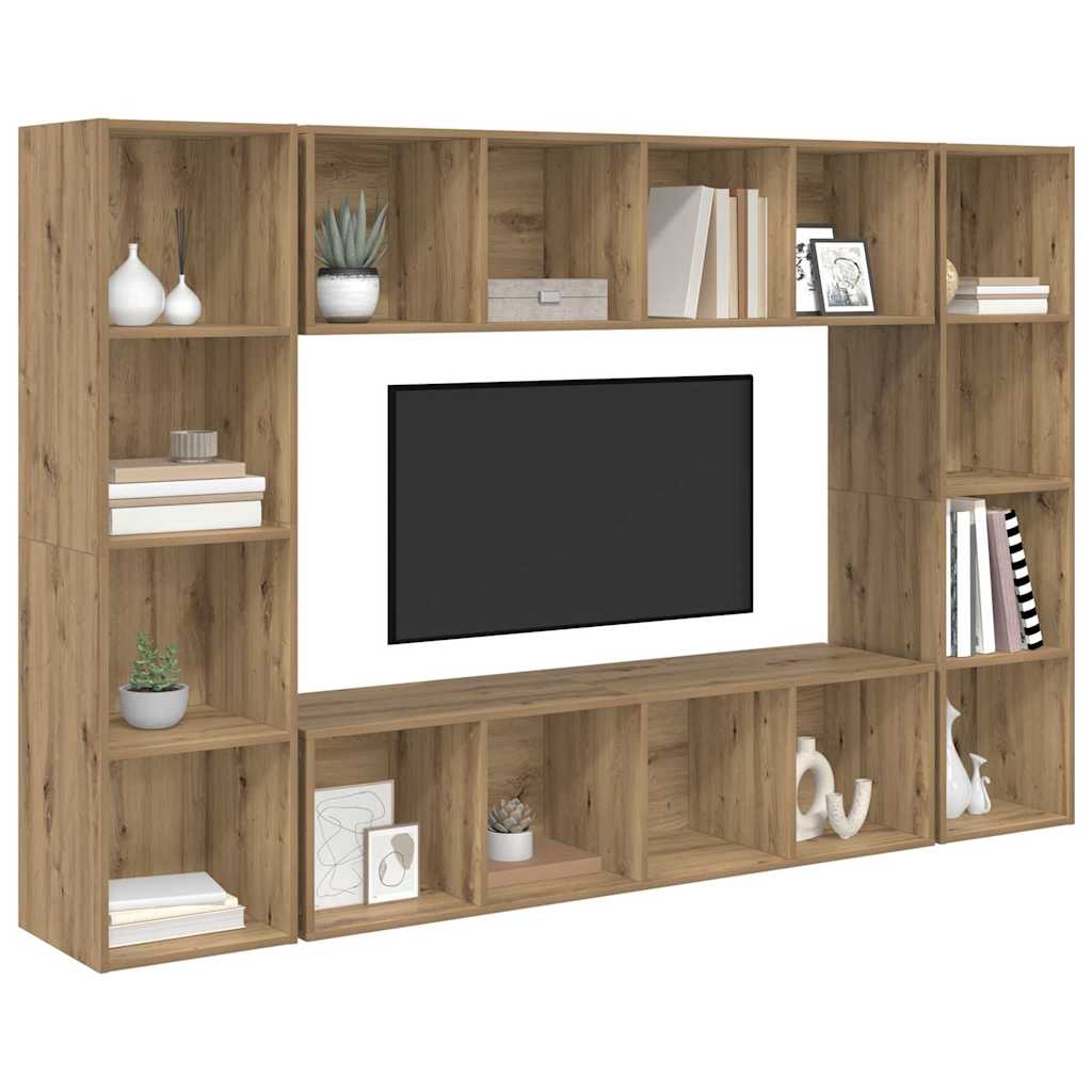 Ensemble meuble TV 4 pc Marron Bois d'ingénierie
