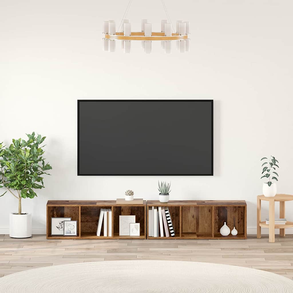 Ensemble meuble TV 2 pcs Bois Ancien 37 x 35 x 107cm - XIOS