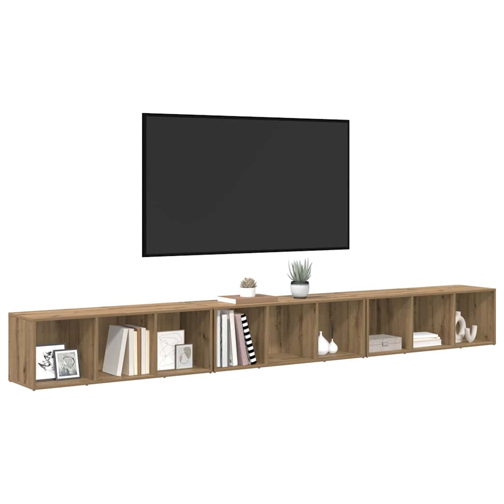 Meuble TV 3 pcs chêne artisanal 37 x 35 x 107.5 cm - XIOS