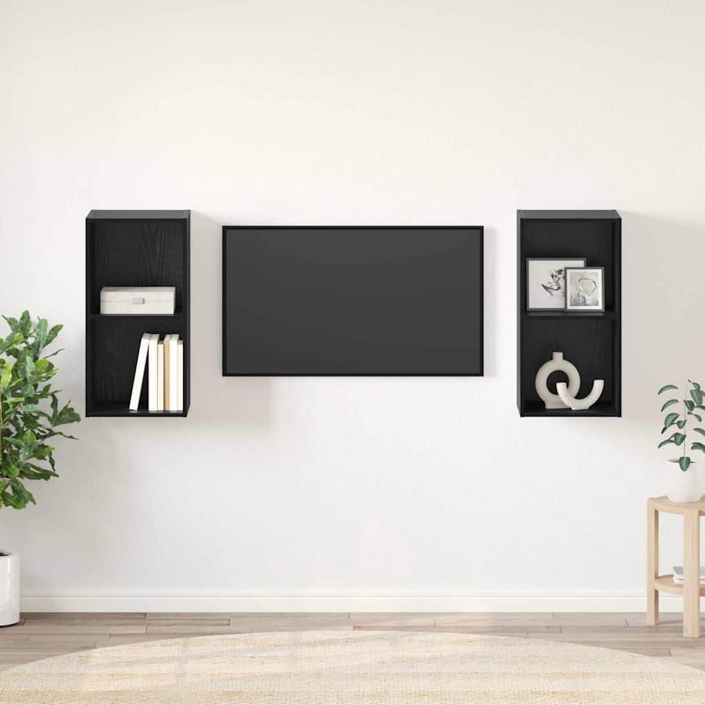 Meuble TV mural 2 pcs Chêne Noir 37 x 37 x 72 cm - XIOS