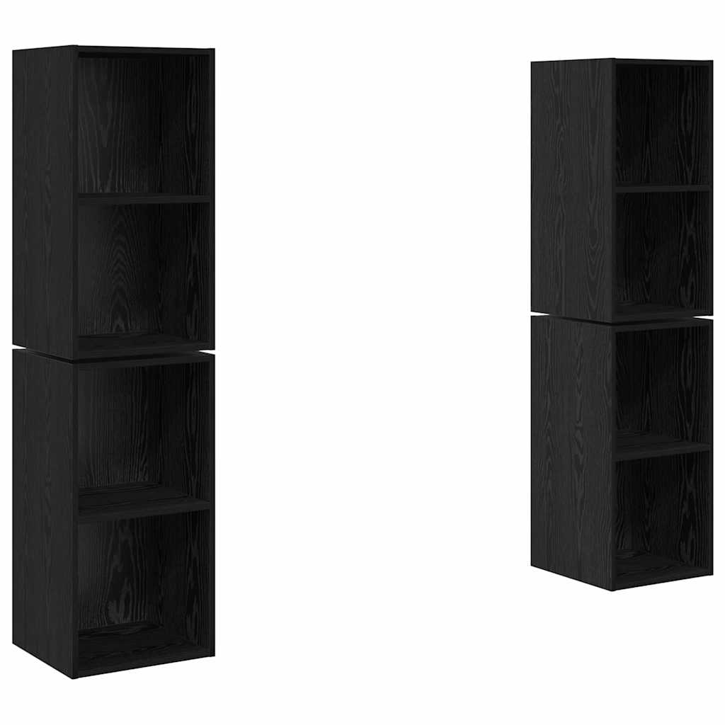 Ensemble meuble TV 4 pc Chêne noir Bois d'ingénierie