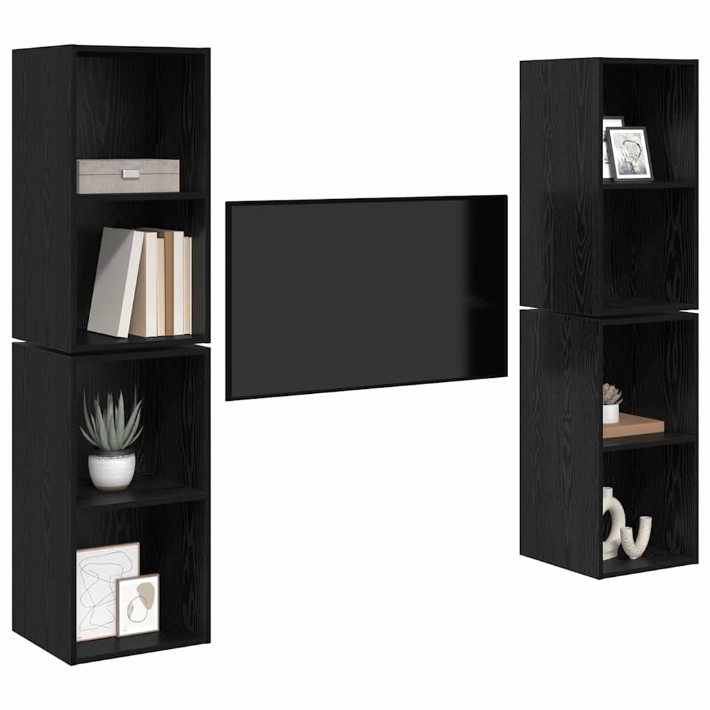 Ensemble meuble TV 4 pc Chêne noir Bois d'ingénierie
