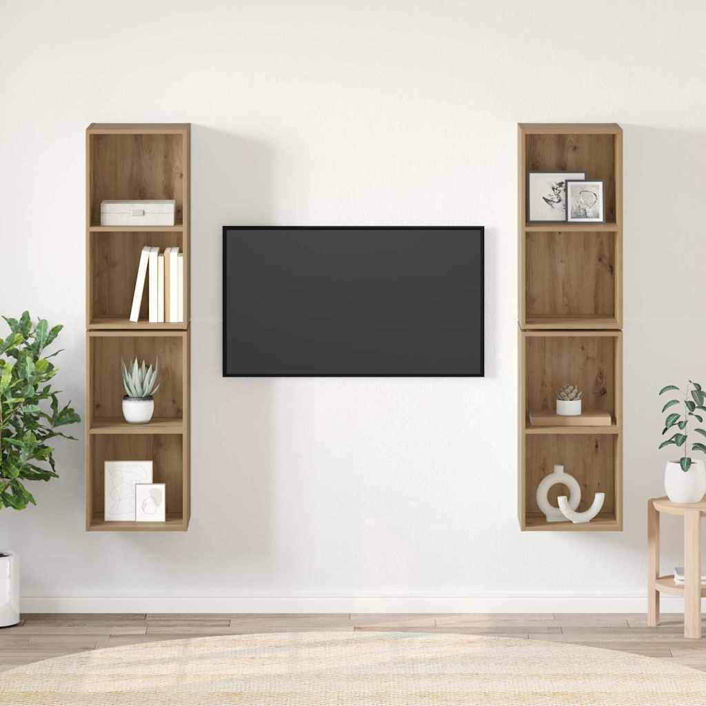 Ensemble meuble TV 4 pc Chêne artisanal Bois d'ingénierie