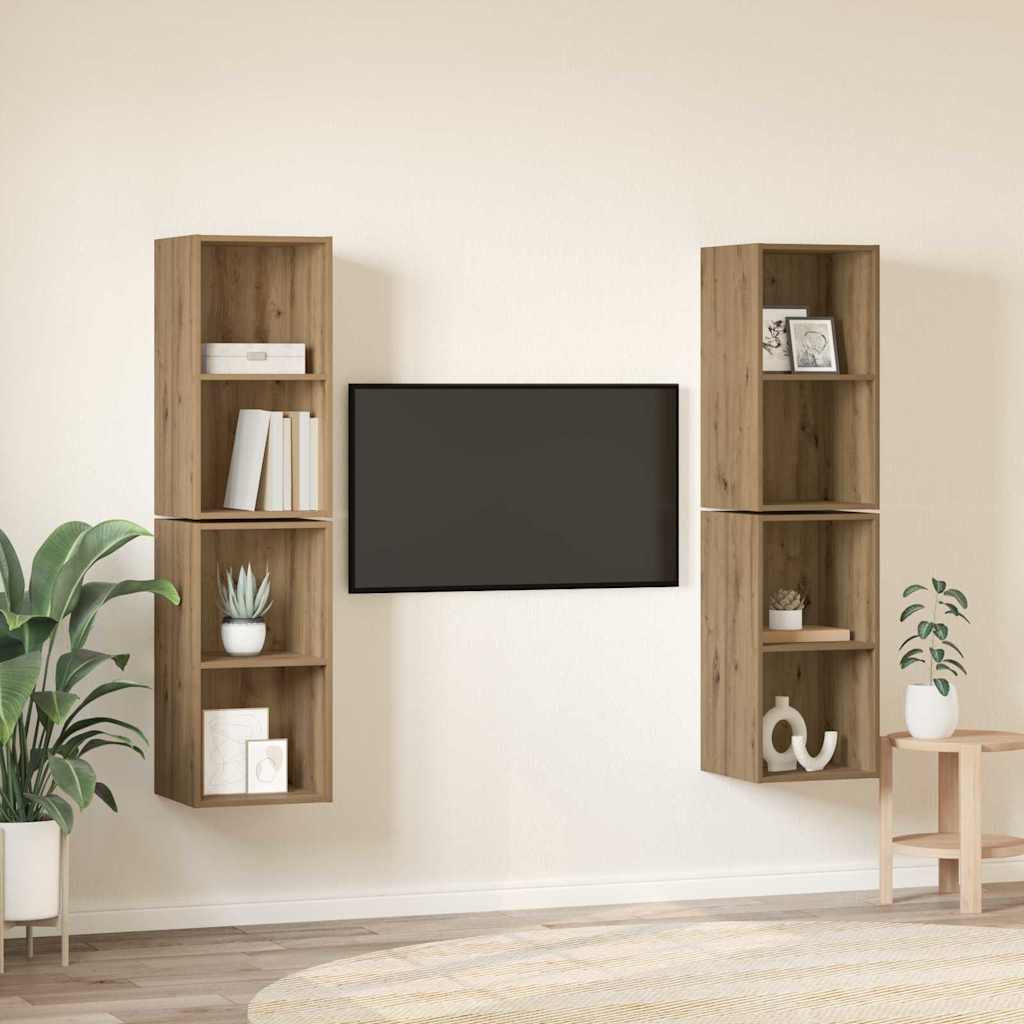 Ensemble meuble TV 4 pc Chêne artisanal Bois d'ingénierie