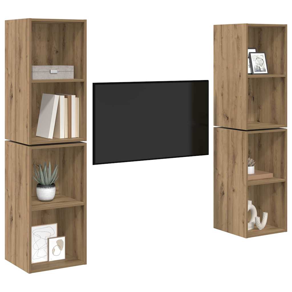 Ensemble meuble TV 4 pc Chêne artisanal Bois d'ingénierie