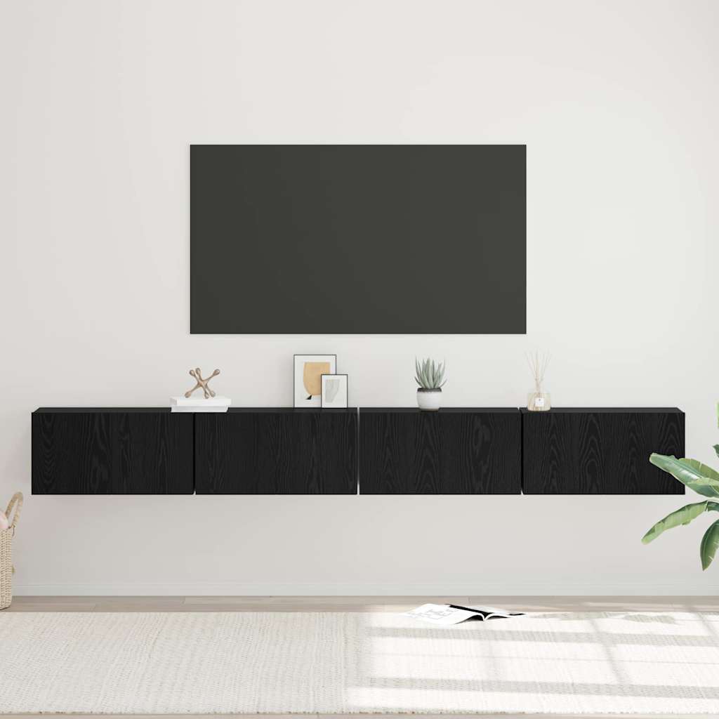 Ensemble meuble TV 4 pc Chêne noir Bois d'ingénierie