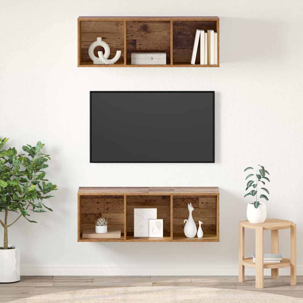 Meubles TV muraux 2 pcs Bois ancien 37 x 37 x 107 cm - XIOS