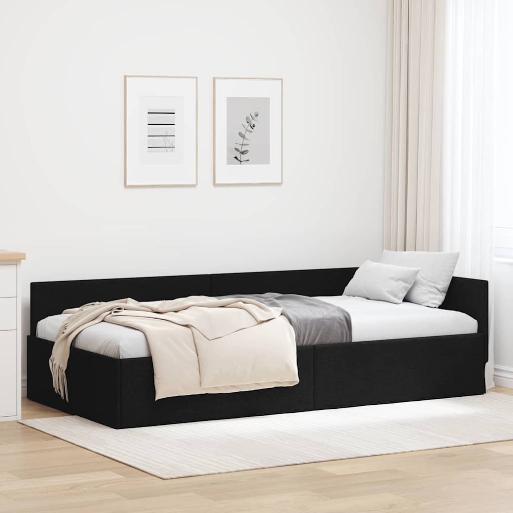 Cadre de lit d'angle Noir 80 x 200 cm Tissu et bois reconstitué - XIOS