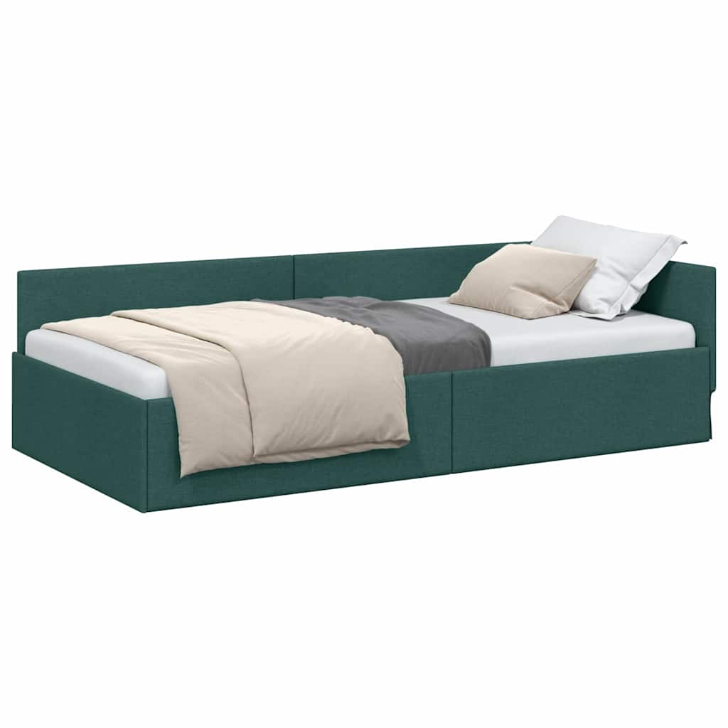 Cadre de lit d'angle avec tête de lit Vert foncé 80 x 200 cm - XIOS