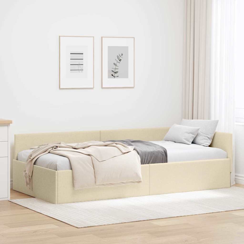 Cadre de lit d'angle avec tête de lit Crème 80 x 200 cm - XIOS
