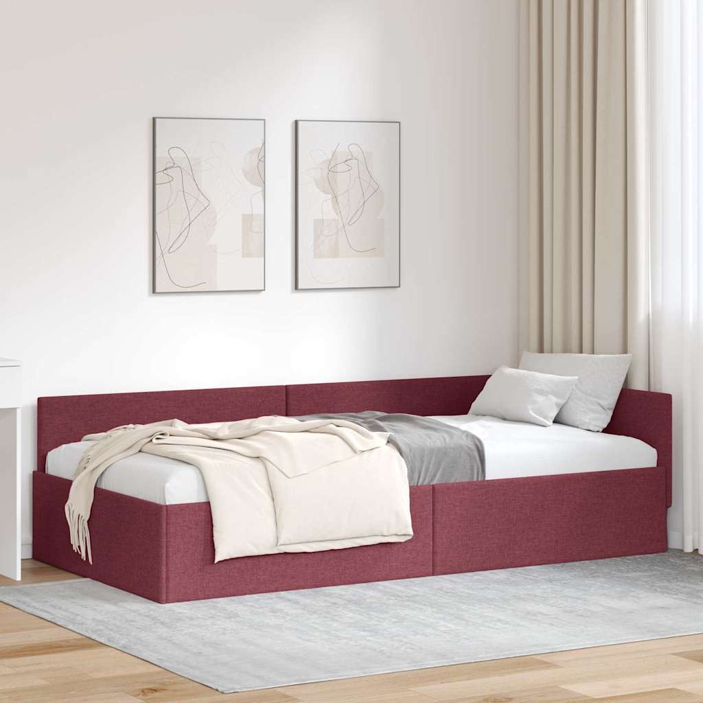 Cadre de lit d'angle Rouge bordeaux 90 x 190 cm - XIOS