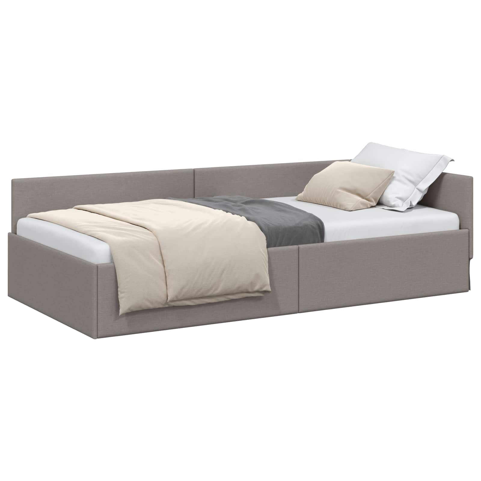 Cadre de lit d'angle Taupe 90 cm x 190 cm tissu