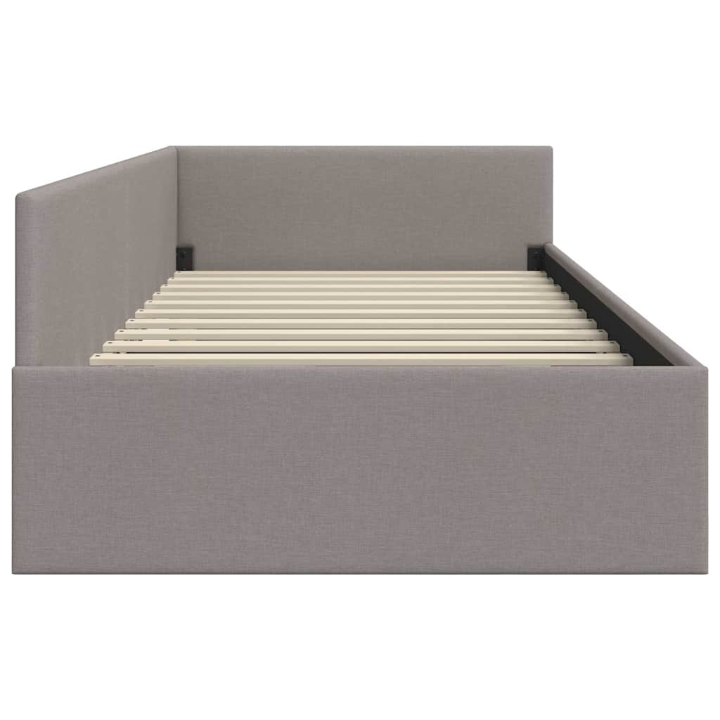 Cadre de lit d'angle Taupe 90 cm x 190 cm tissu
