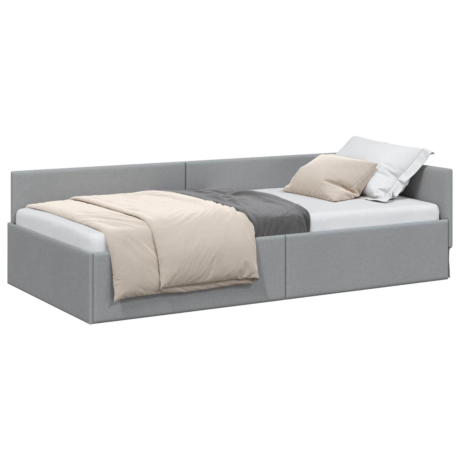 Cadre de lit d'angle Gris clair 100 cm x 200 cm tissu