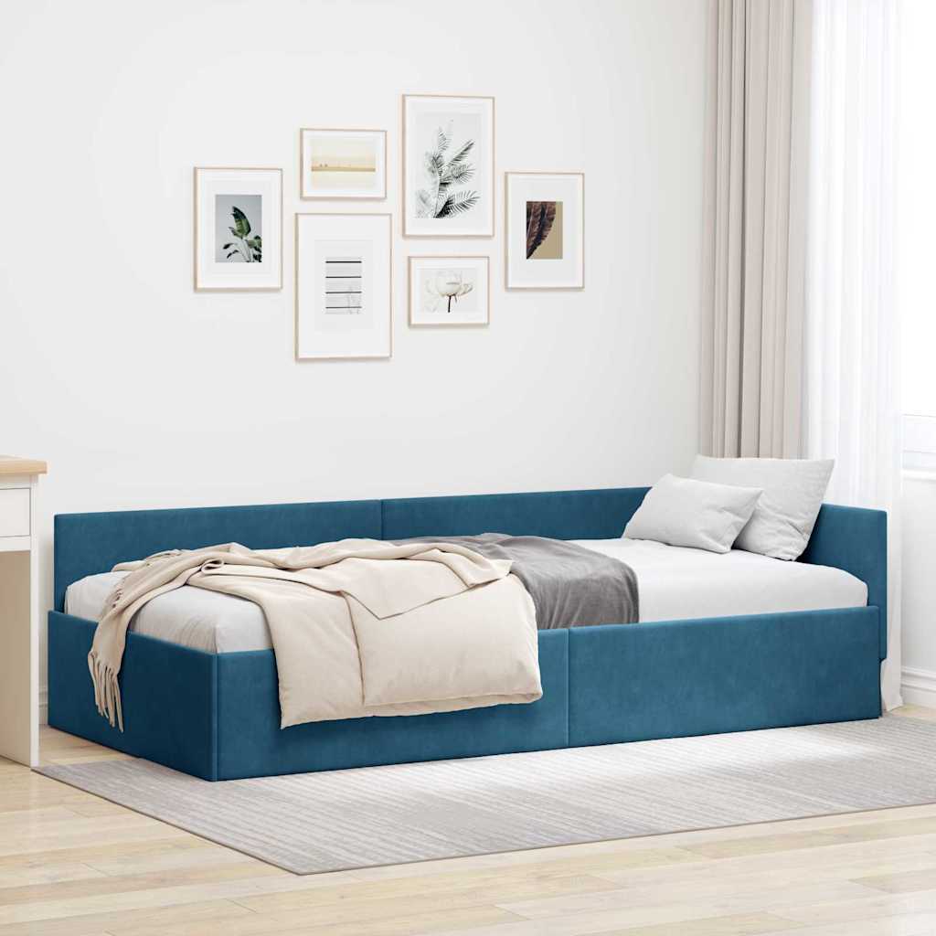 Cadre de lit d'angle Bleu 80 cm x 200 cm Velours - XIOS