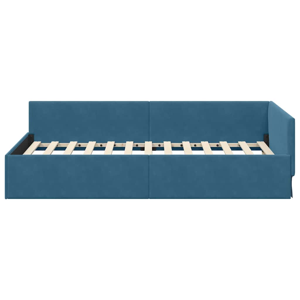 Cadre de lit d'angle Bleu 80 cm x 200 cm Velours - XIOS