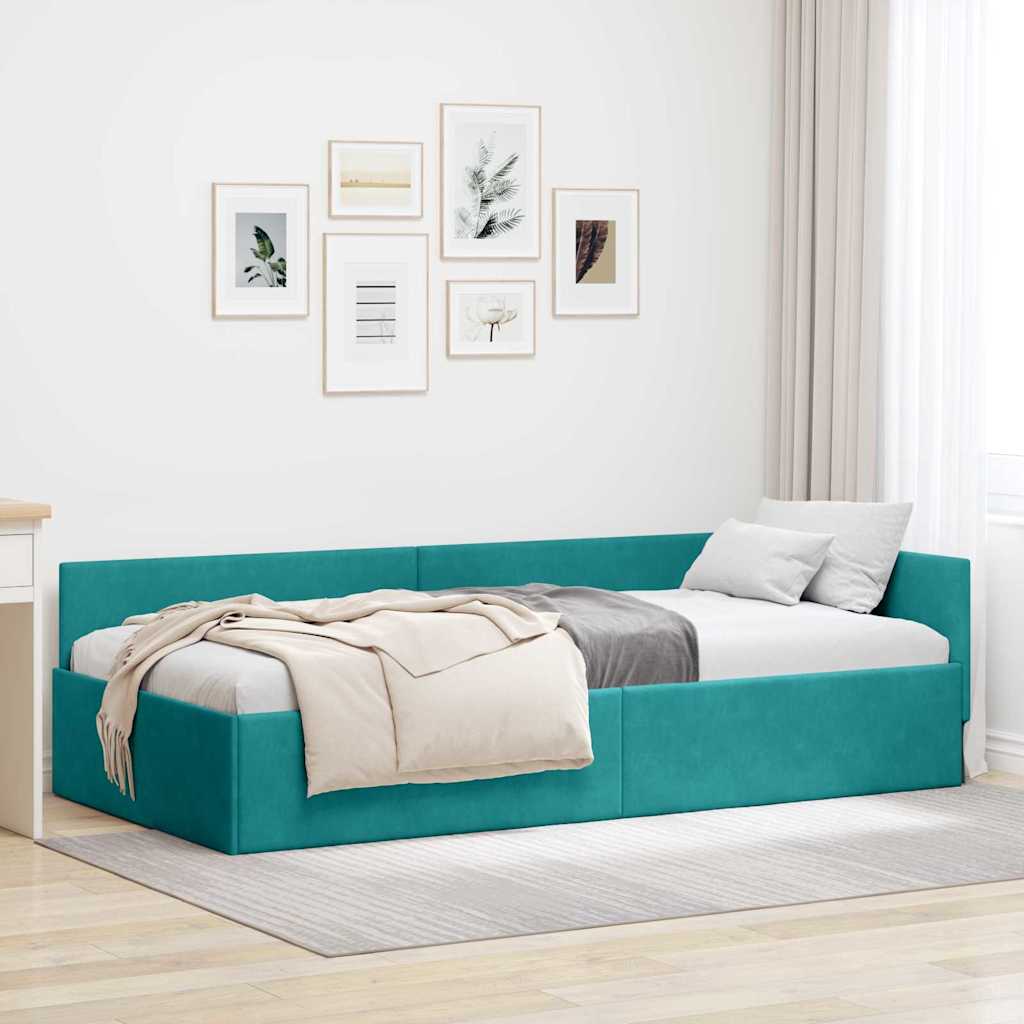 Cadre de lit d'angle Turquoise 80 cm x 200 cm Velours - XIOS