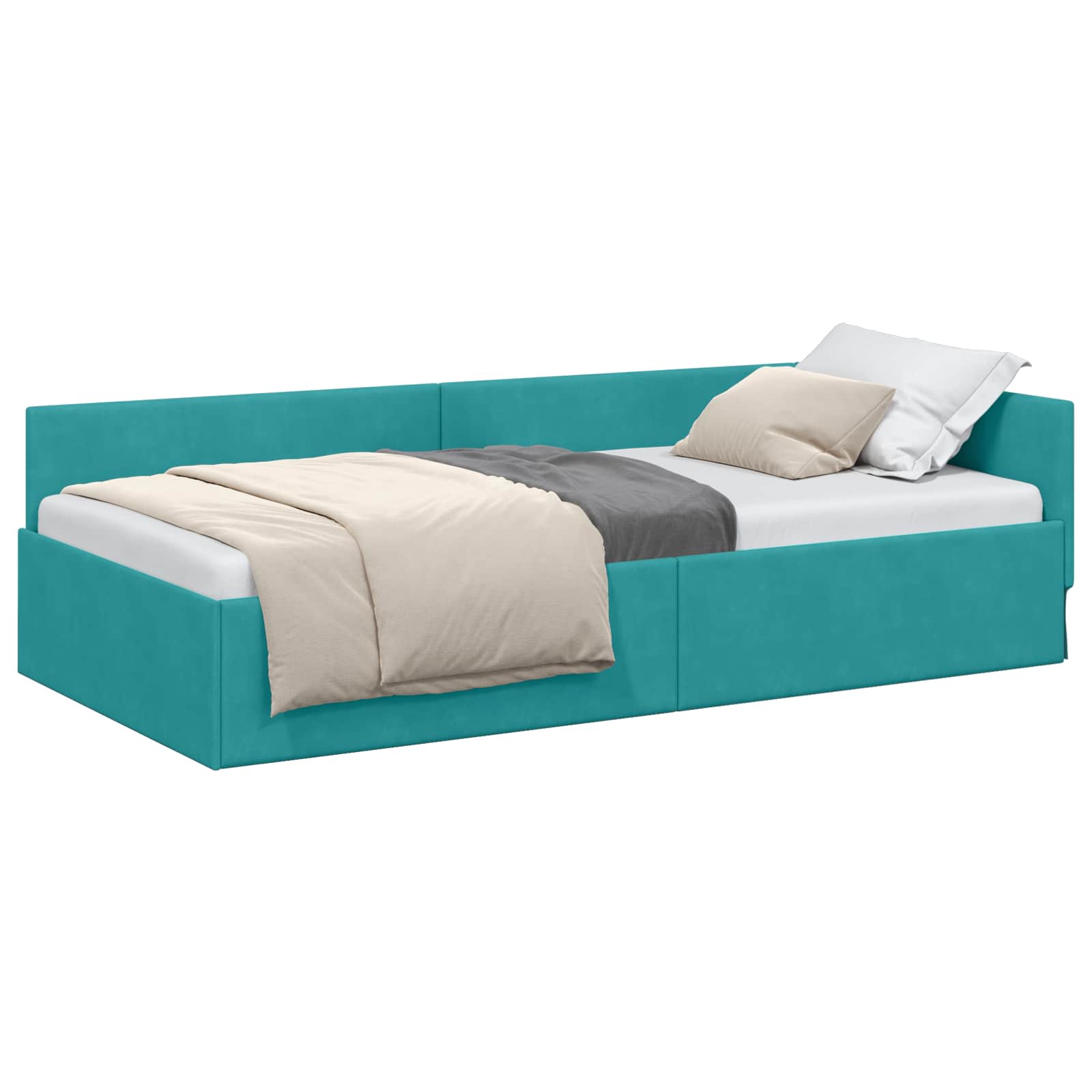 Cadre de lit d'angle Turquoise 80 cm x 200 cm Velours - XIOS