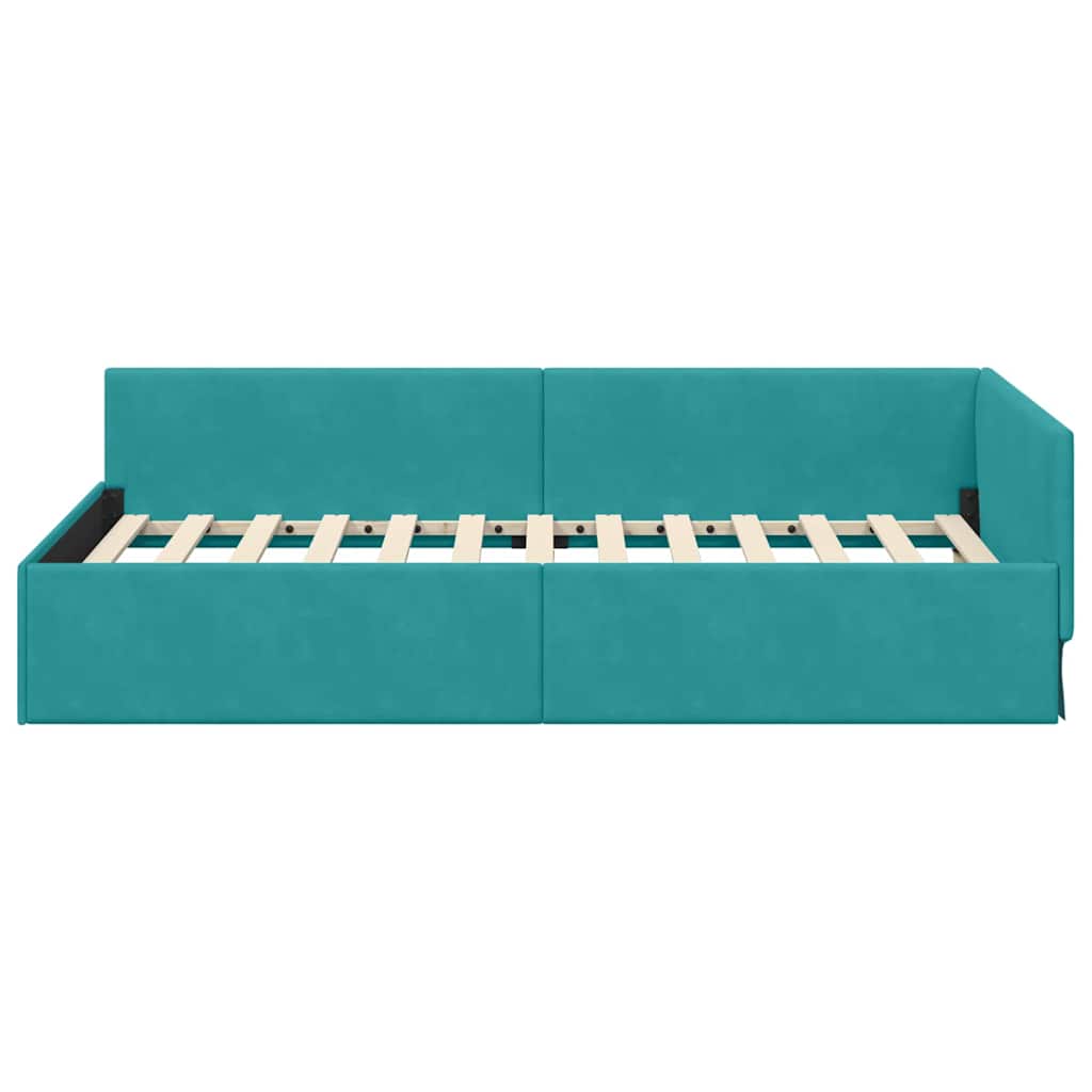 Cadre de lit d'angle Turquoise 80 cm x 200 cm Velours - XIOS
