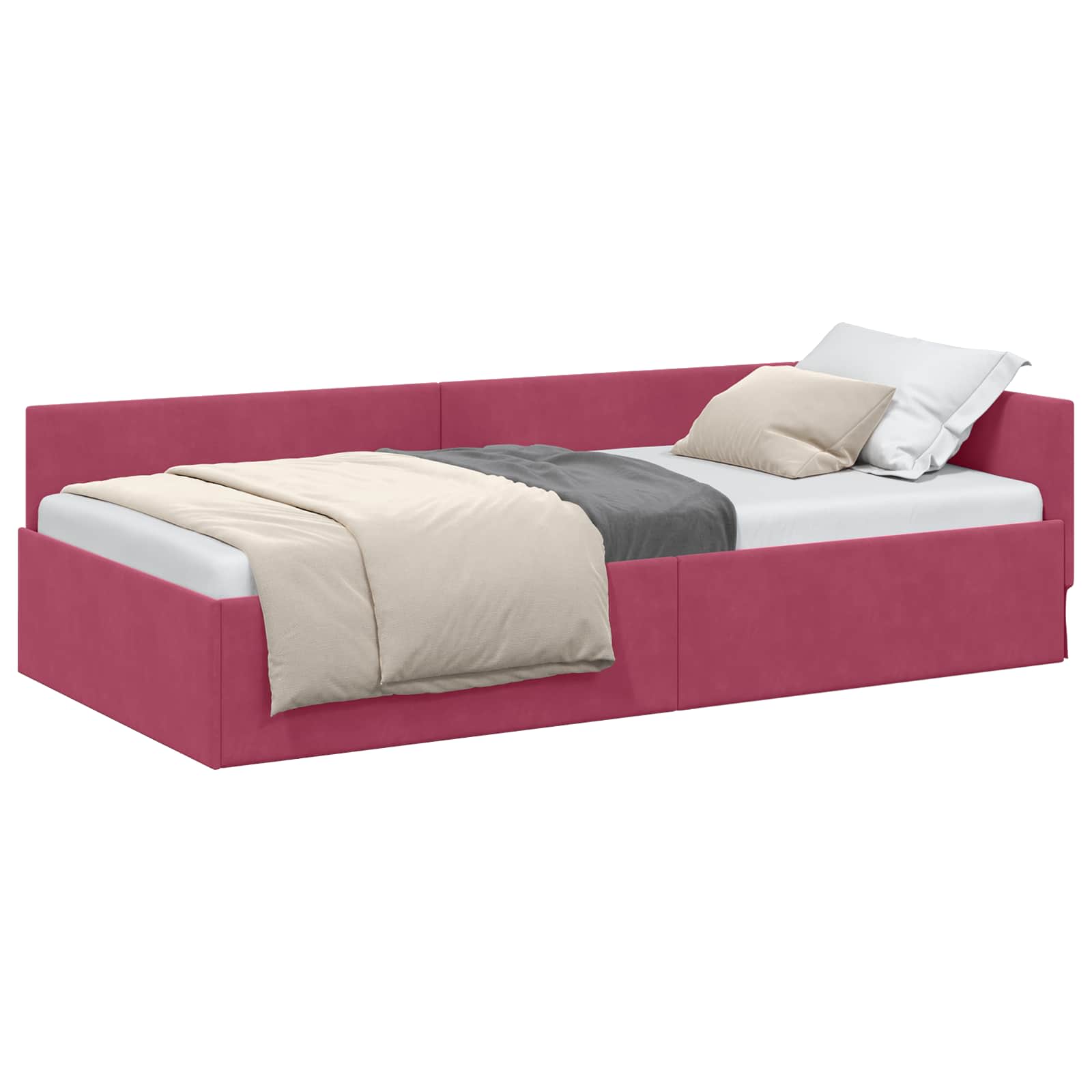Cadre de lit d'angle Bordeaux 90 cm x 190 cm Velours - XIOS