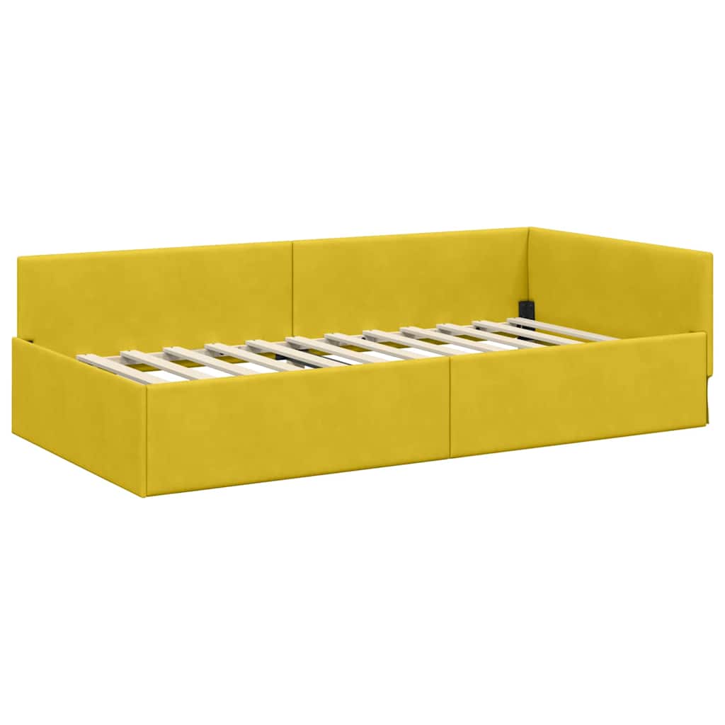 Cadre de lit d'angle Jaune 90 cm x 190 cm Velours - XIOS