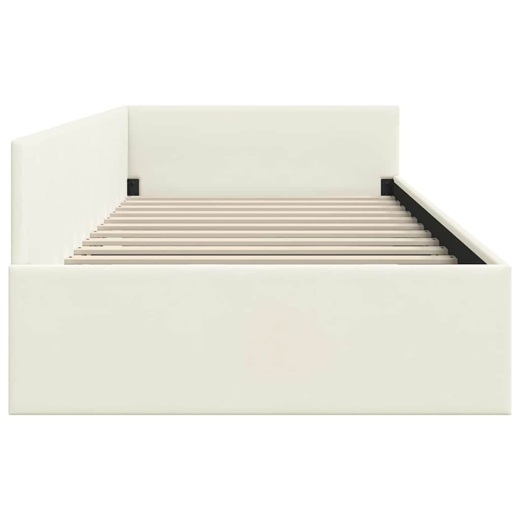 Cadre de lit d'angle Crème 90 cm x 190 cm Velours - XIOS