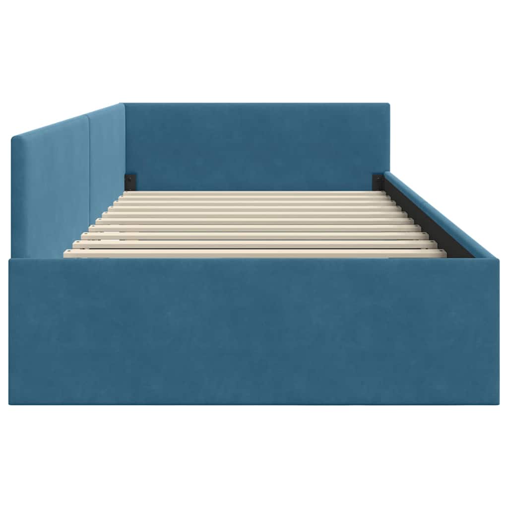 Cadre de lit d'angle Bleu 90 cm x 200 cm Velours - XIOS