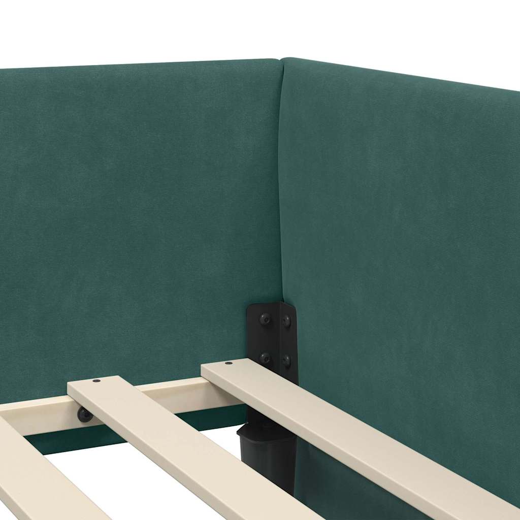 Cadre de lit d'angle Vert foncé 90 cm x 200 cm Velours - XIOS
