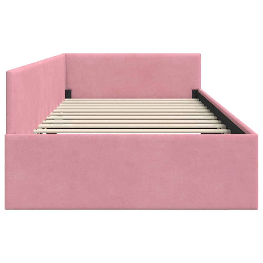 Cadre de lit d'angle Rose 90 cm x 200 cm Velours
