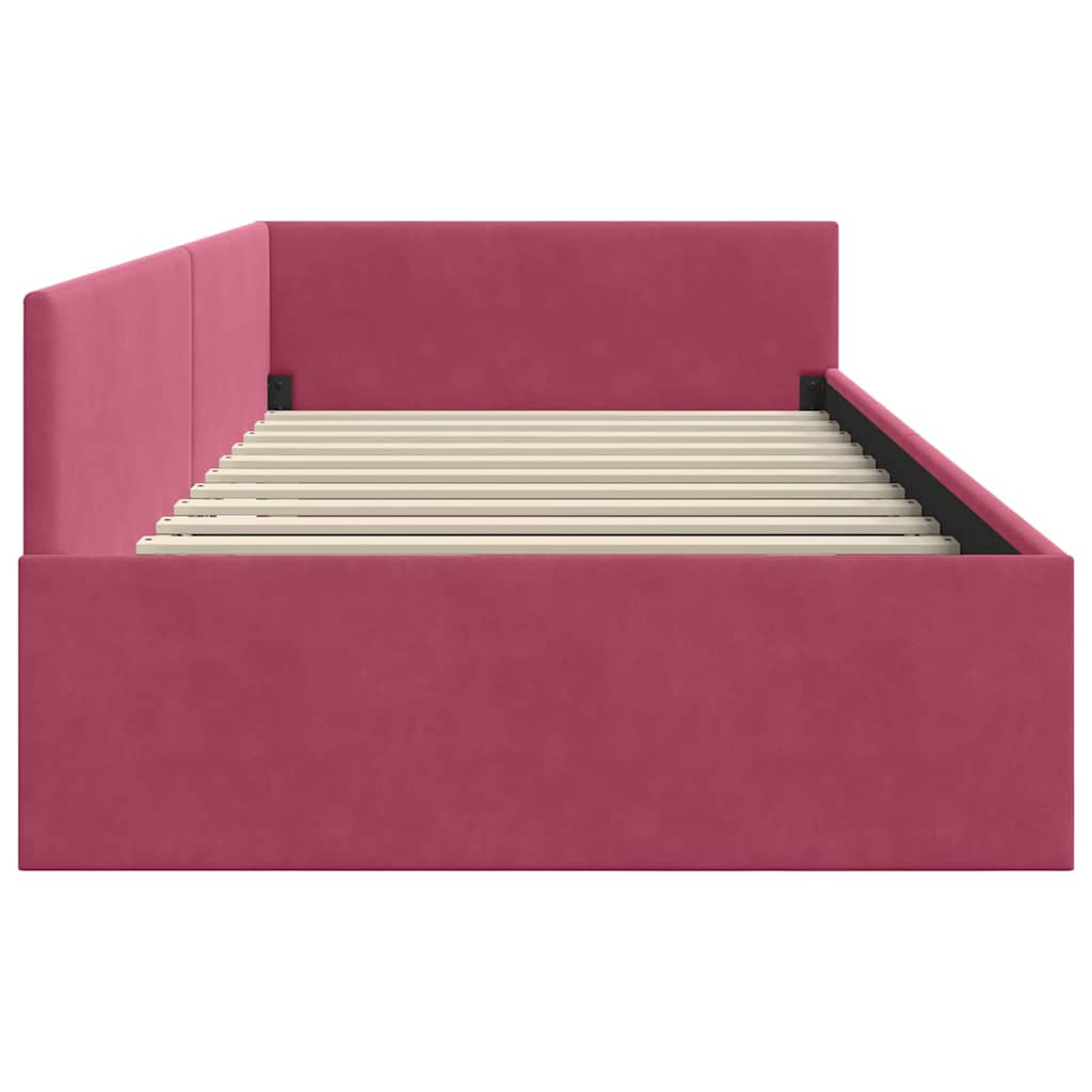 Cadre de lit d'angle Bordeaux 90 cm x 200 cm Velours - XIOS