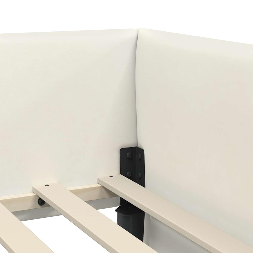 Cadre de lit d'angle Crème 90 cm x 200 cm Velours