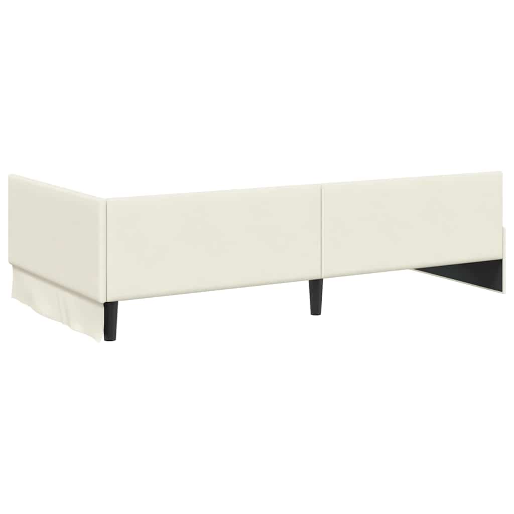 Cadre de lit d'angle Crème 90 cm x 200 cm Velours