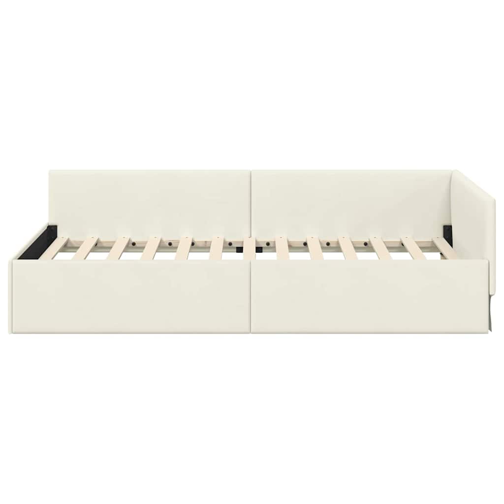 Cadre de lit d'angle Crème 90 cm x 200 cm Velours