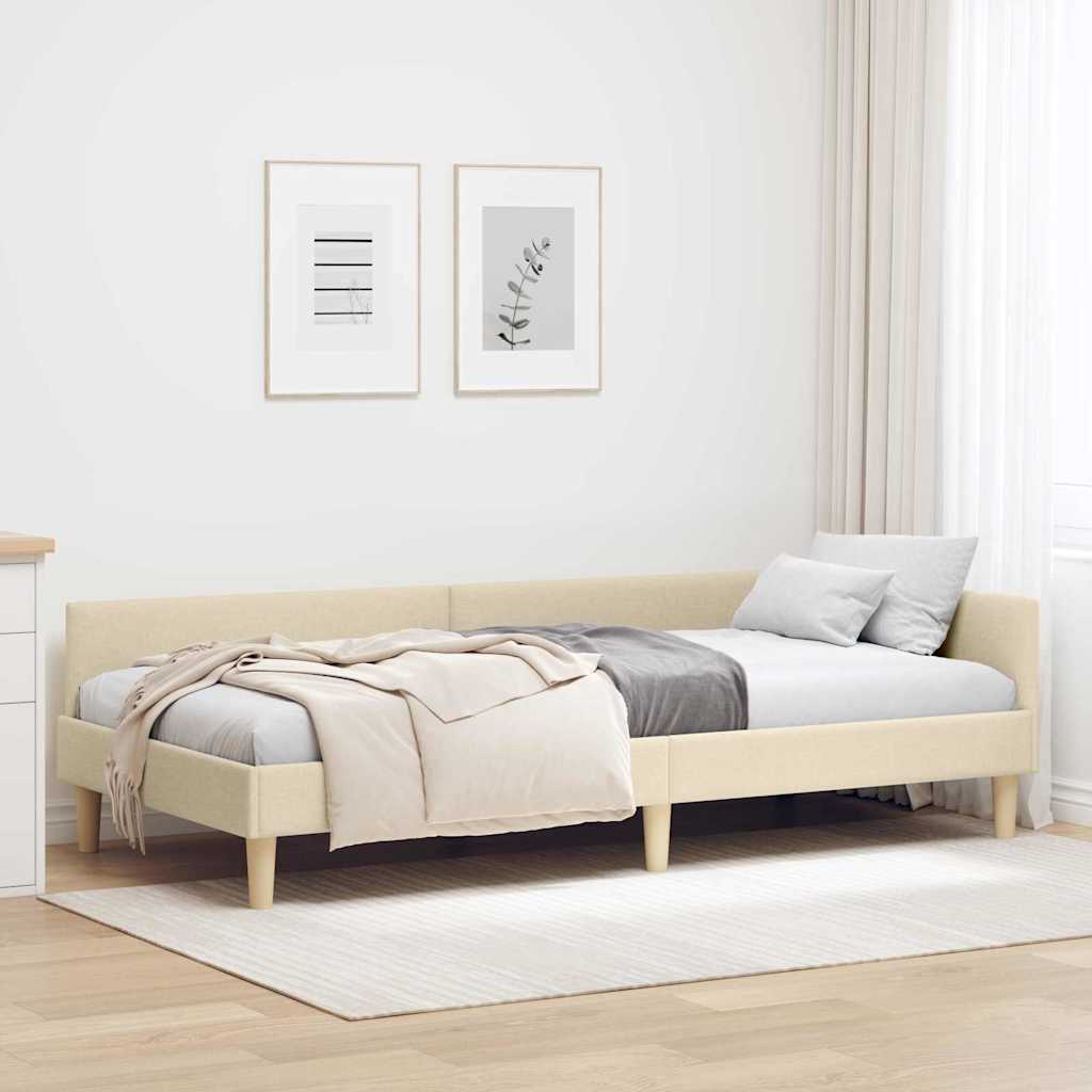 Cadre de lit d'angle Autre avec tête de lit Crème 80 x 200 cm - XIOS