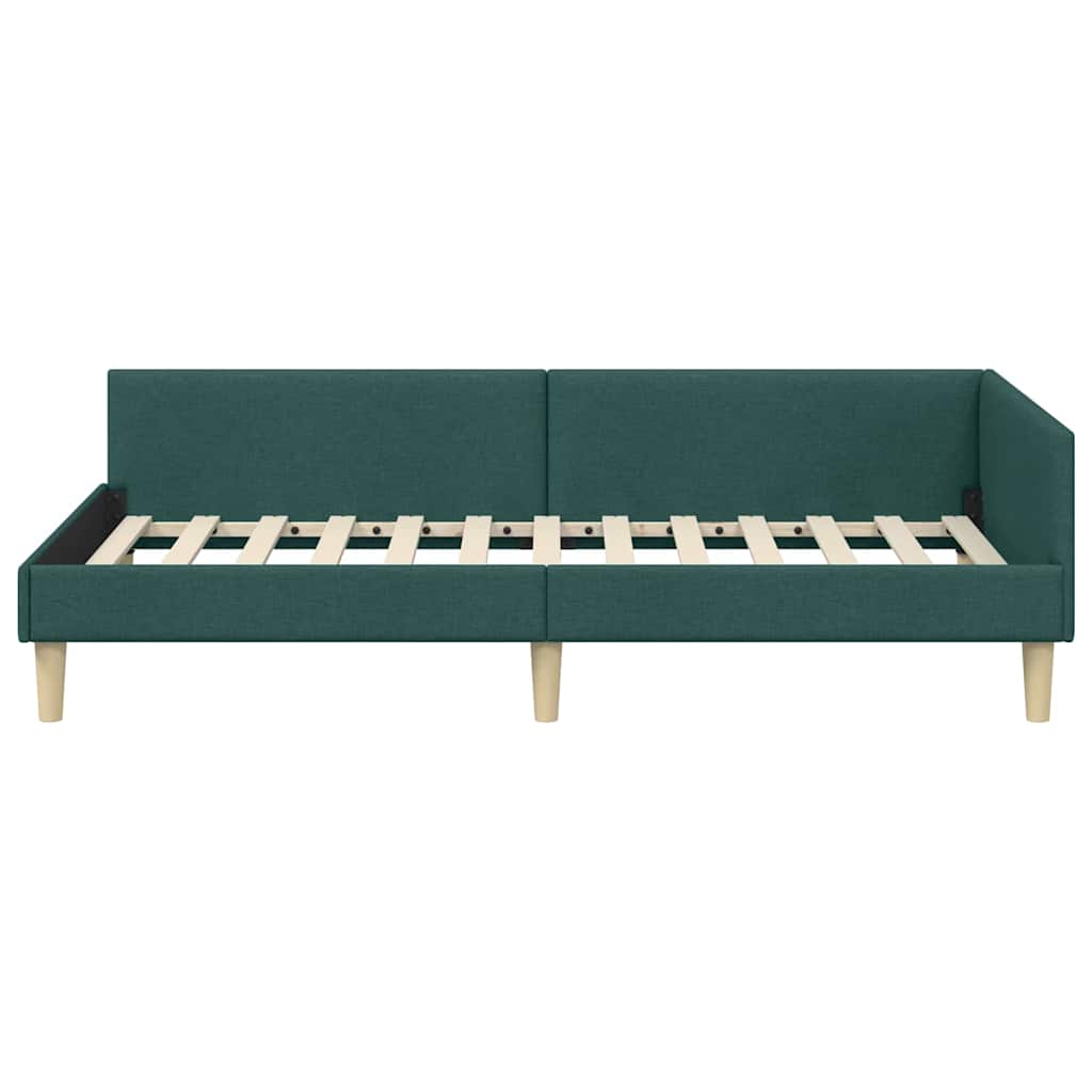 Cadre de lit d'angle Vert foncé 100 x 200 cm tissu - XIOS