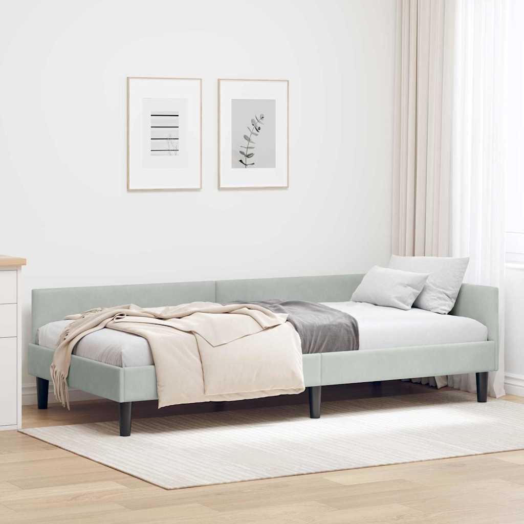 Cadre de lit d'angle avec tête de lit Gris clair 80 x 200 cm - XIOS