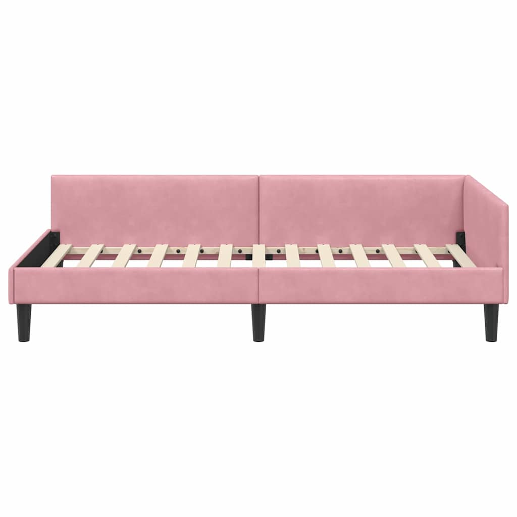 Cadre de lit d'angle Rose 80 x 200 cm Velours et bois stratifié - XIOS