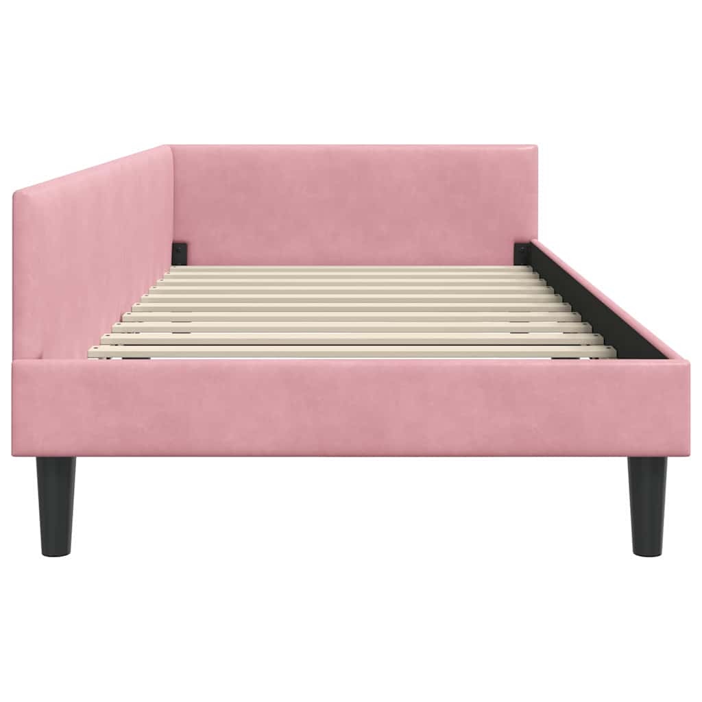 Cadre de lit d'angle Rose 80 x 200 cm Velours et bois stratifié - XIOS