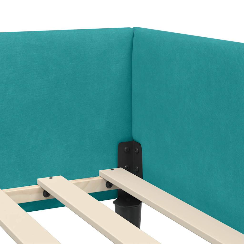Cadre de lit d'angle avec tête de lit Turquoise 80 x 200 cm - XIOS